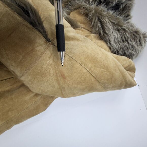 DB Studio Penny Lane Style Vintage Women's Coat Suede Leather Faux Fur Size L - Picture 8 of 16
